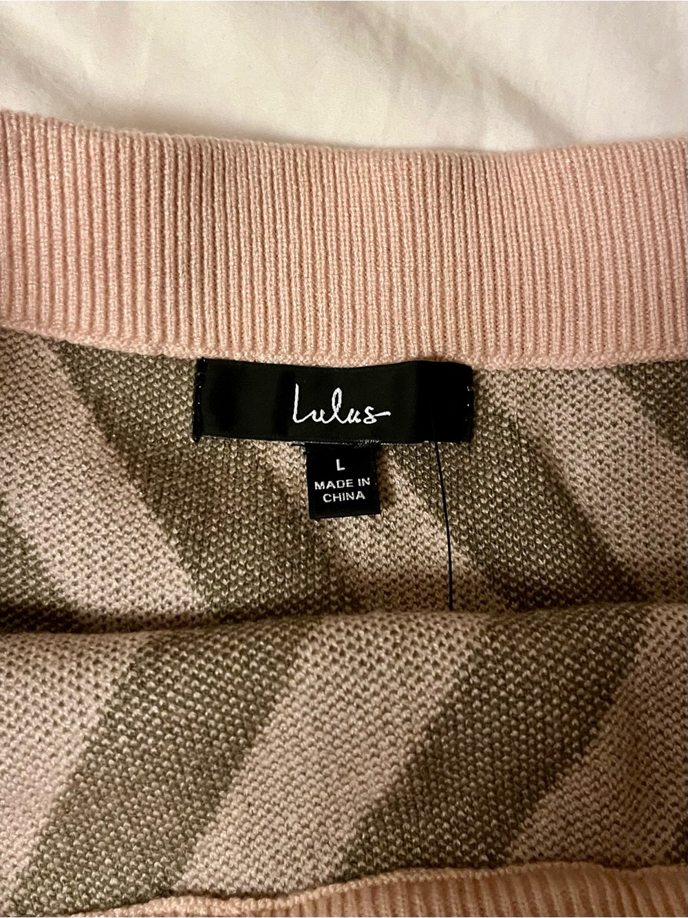 Lulu's beige and Olive Diagonal Stripe Knit Pencil Skirt - Picture 3 of 3